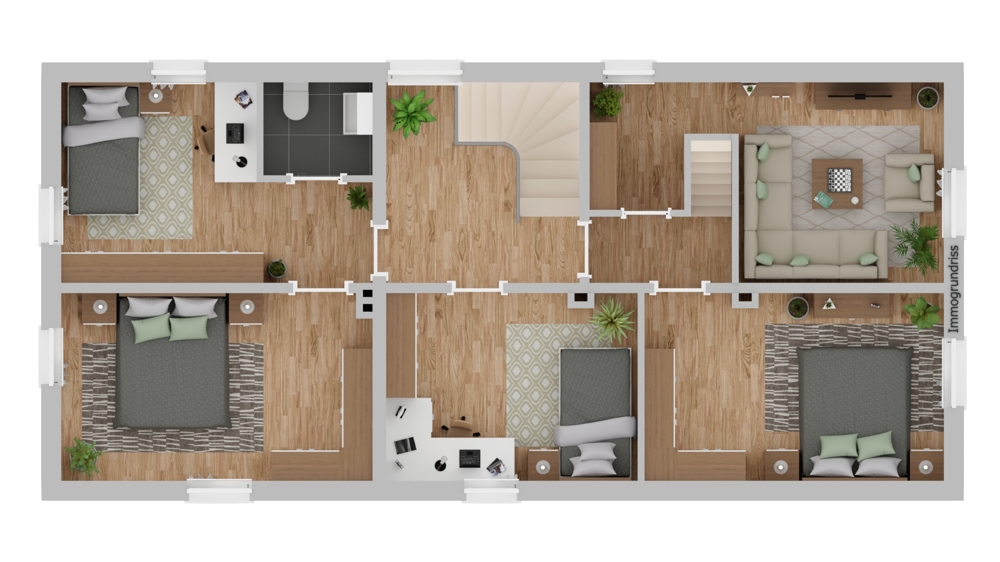 Grundriss OG - Einrichtungsgegenstände und Böden dienen nur der Orientierung und sind nicht vorhanden